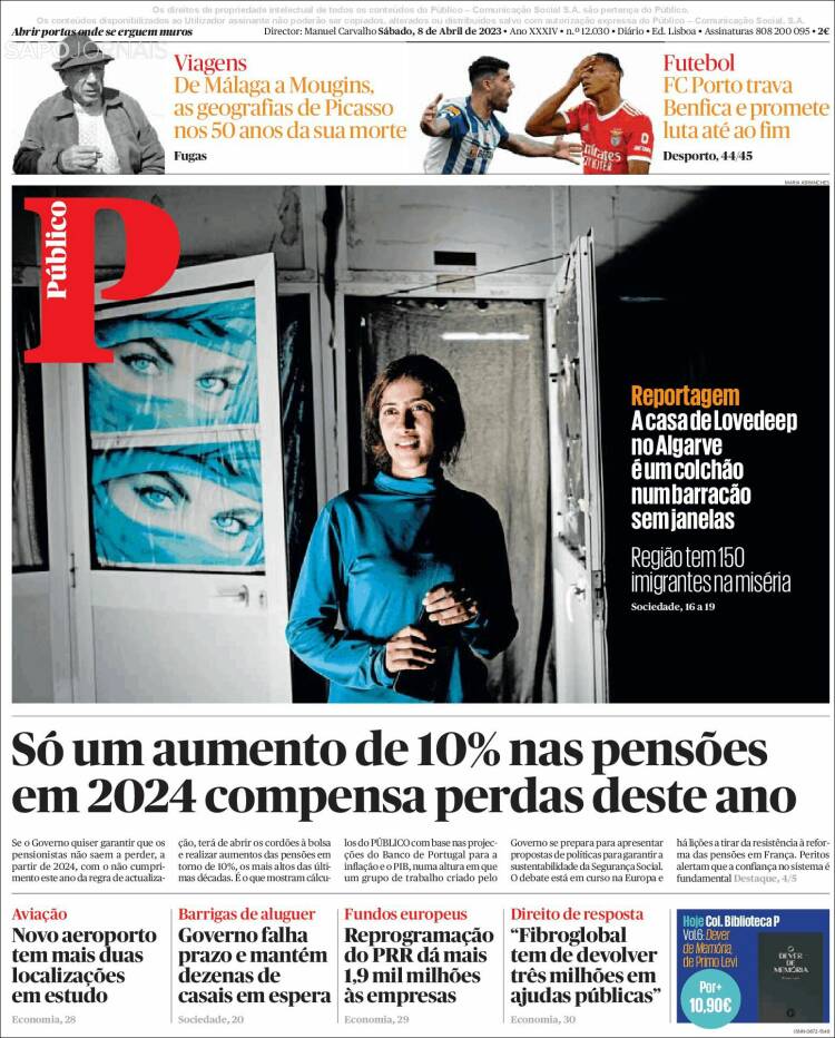 Portada de Público (Portugal)
