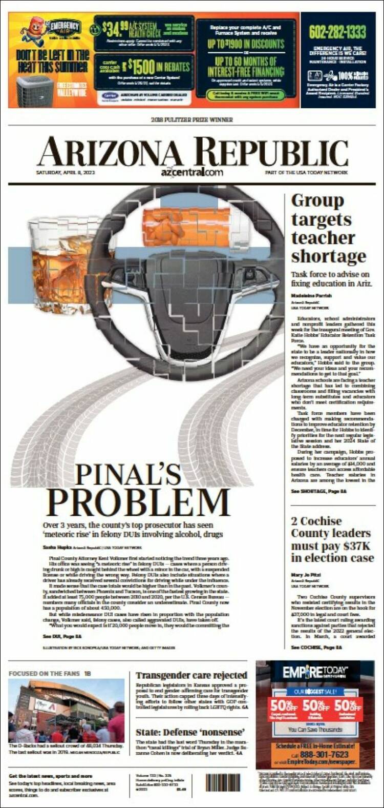 Portada de Arizona Republic News (USA)