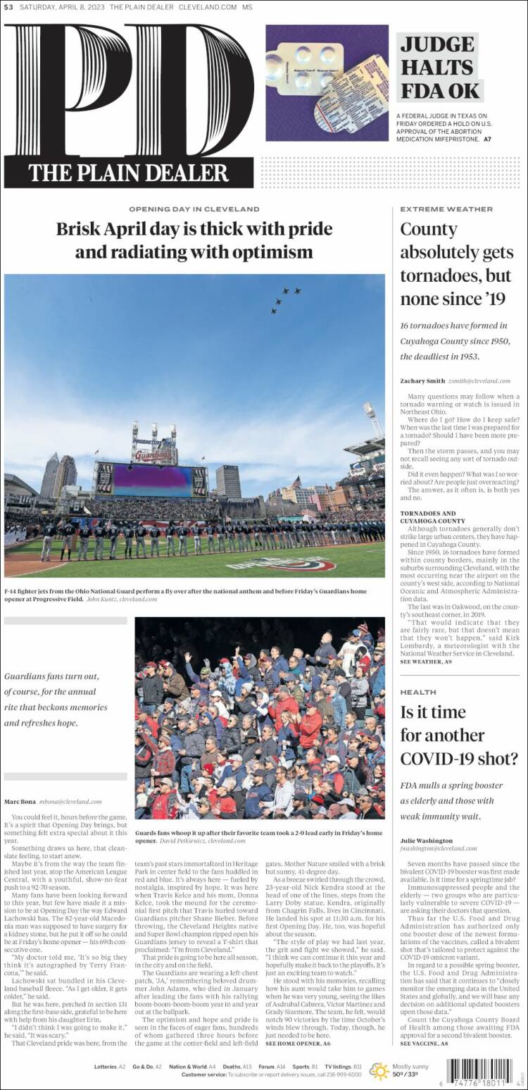 Portada de The Plain Dealer (USA)