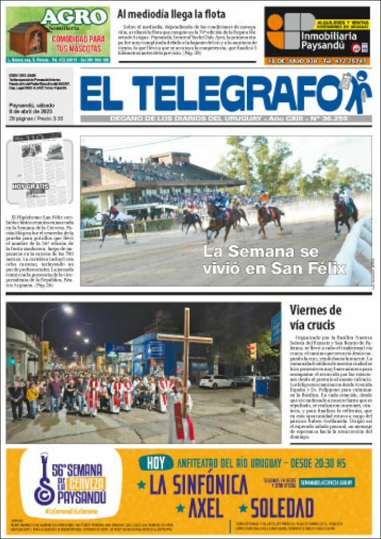 Portada de El Telégrafo (Uruguay)