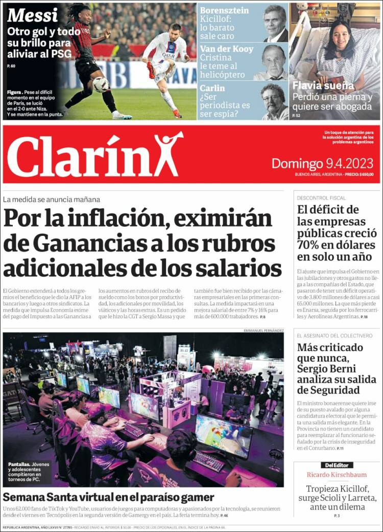 Portada de Clarín (Argentina)