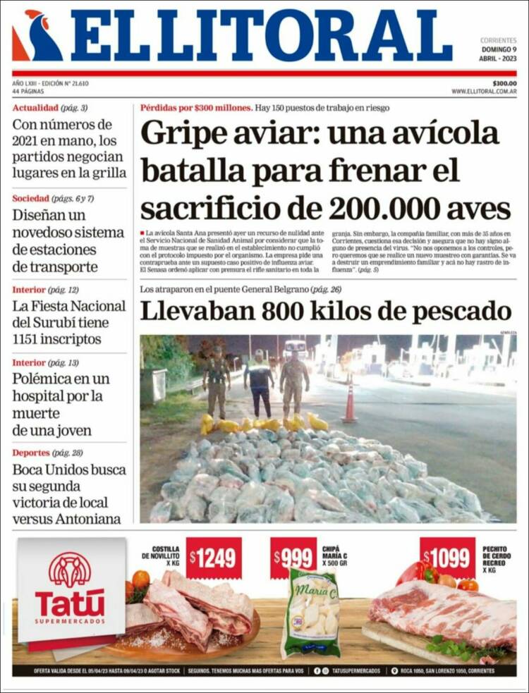 Portada de El Litoral Corrientes (Argentina)