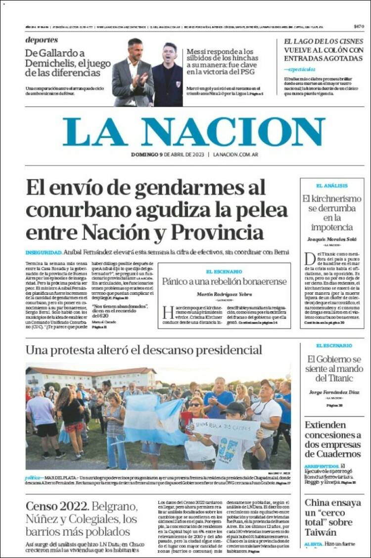 Portada de La Nación (Argentina)