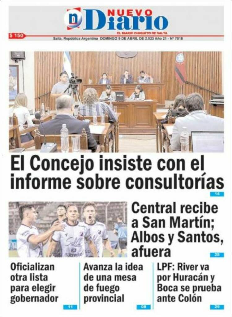 Portada de Nuevo Diario de Salta (Argentina)