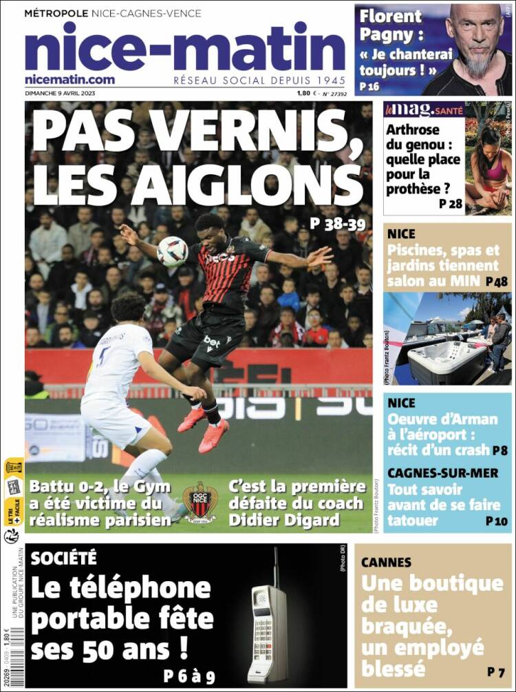 Portada de Nice-Matin (Francia)