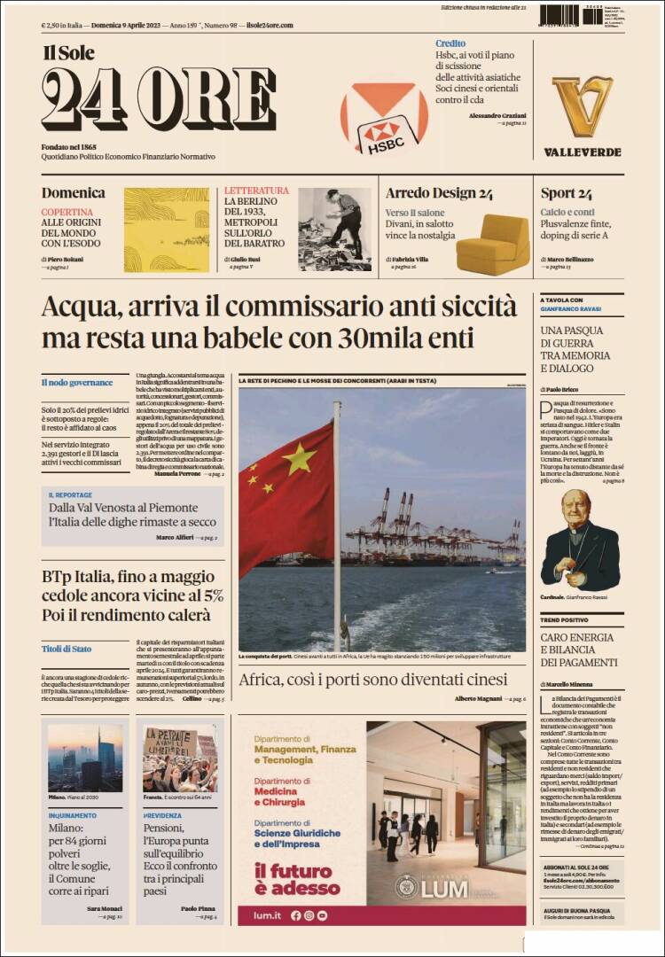 Periódico Il Sole 24 ORE (Italia). Periódicos de Italia. Edición de