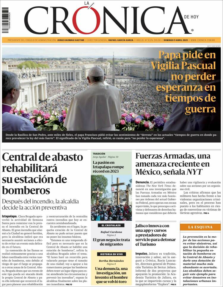Portada de La Crónica de Hoy (M&eacute;xico)