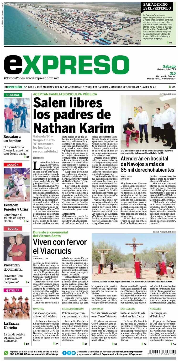 Portada de Expreso (M&eacute;xico)