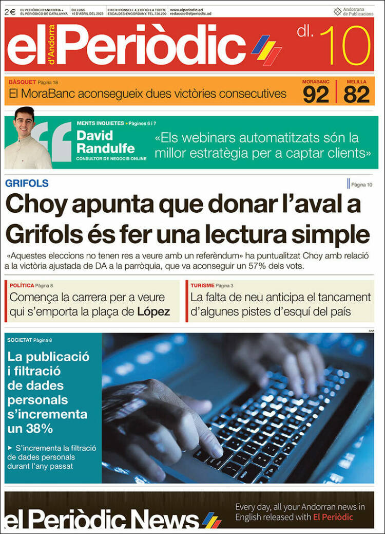 Portada de El Periòdic d'Andorra (Andorra)