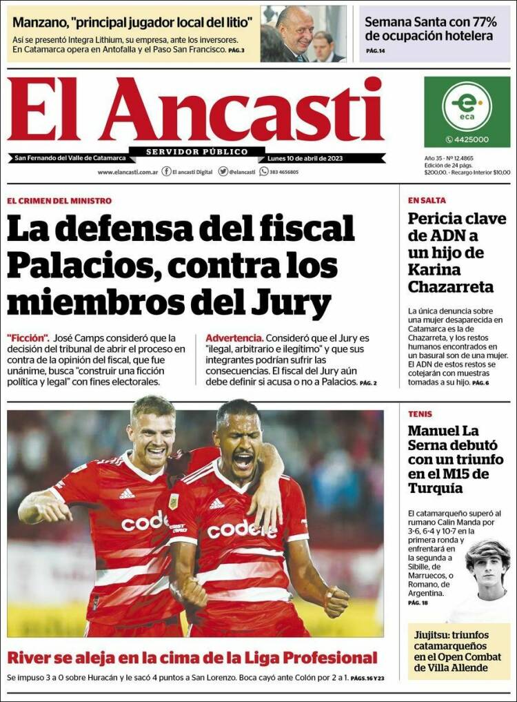 Portada de El Ancasti (Argentina)