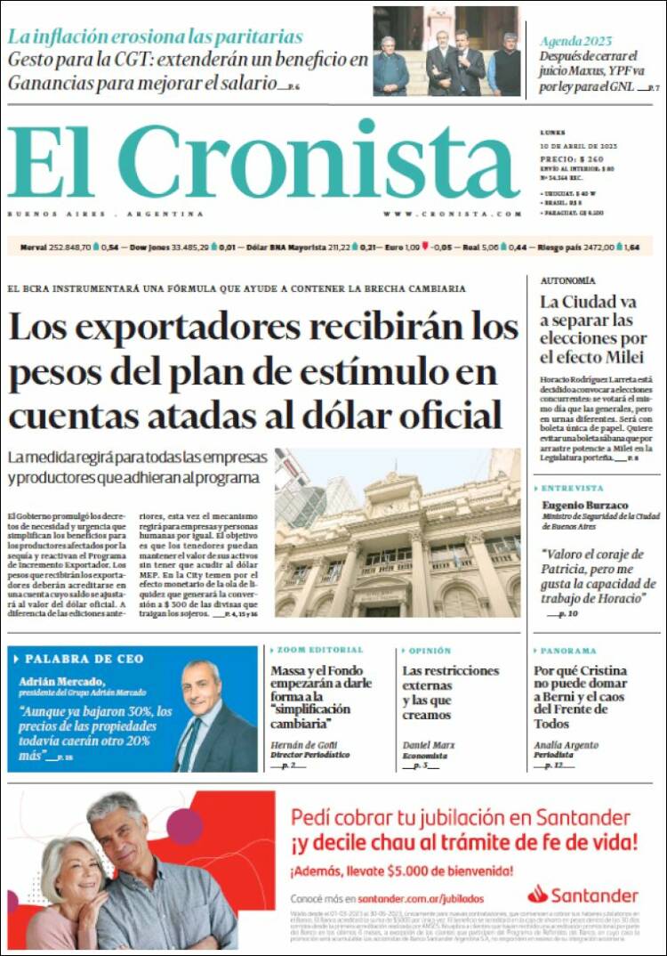 Portada de El Cronista Comercial (Argentina)