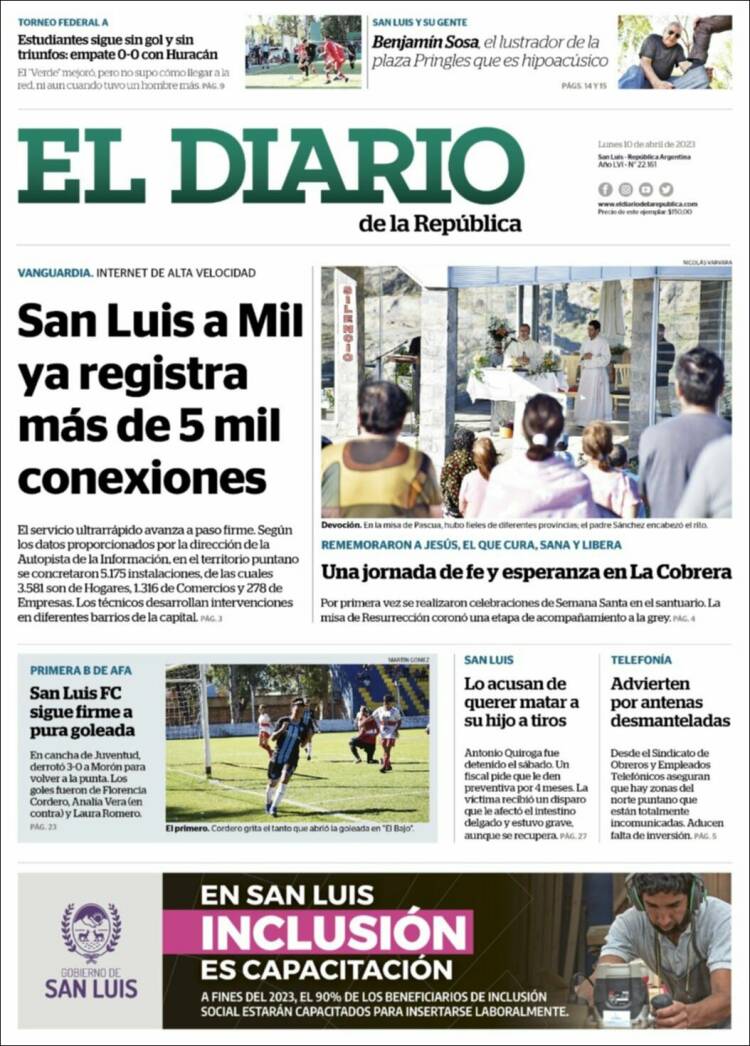 Portada de Diario de la República (Argentina)