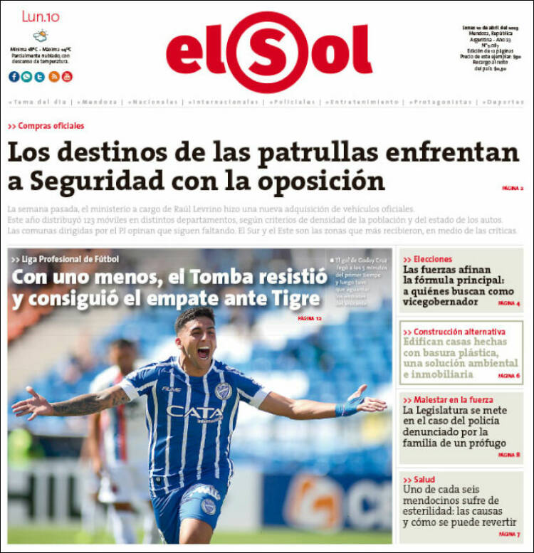 Portada de El Sol (Argentina)