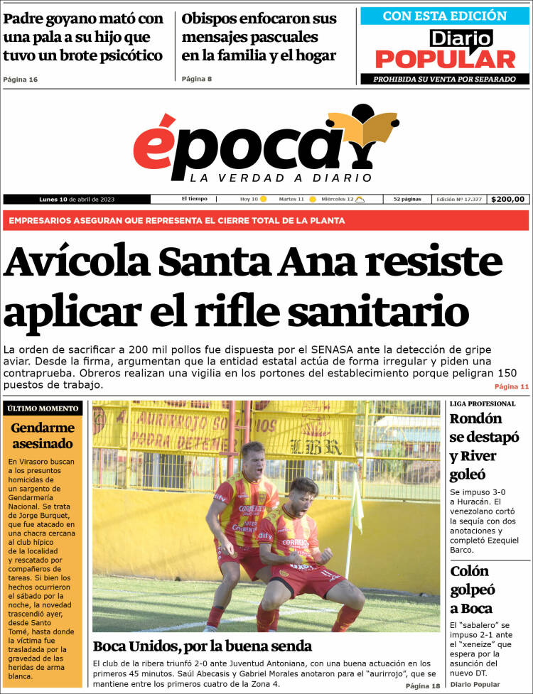 Portada de Diario Época (Argentina)