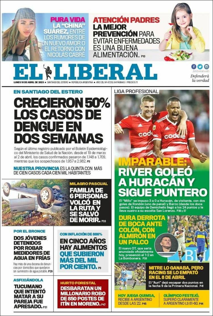 Portada de Diario El Liberal (Argentina)