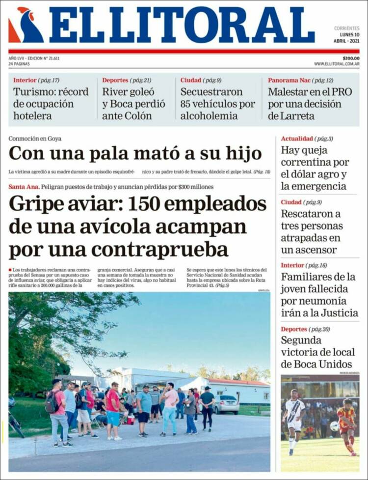 Portada de El Litoral Corrientes (Argentina)