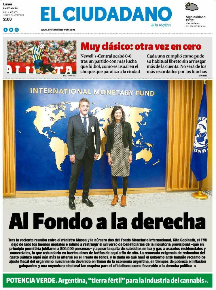 Portada de Diario El Ciudadano (Argentina)