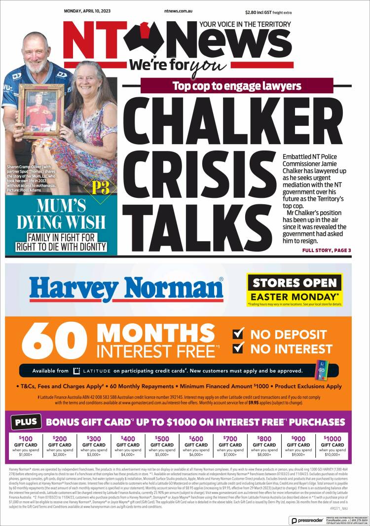Portada de Northern Territory News (Australia)