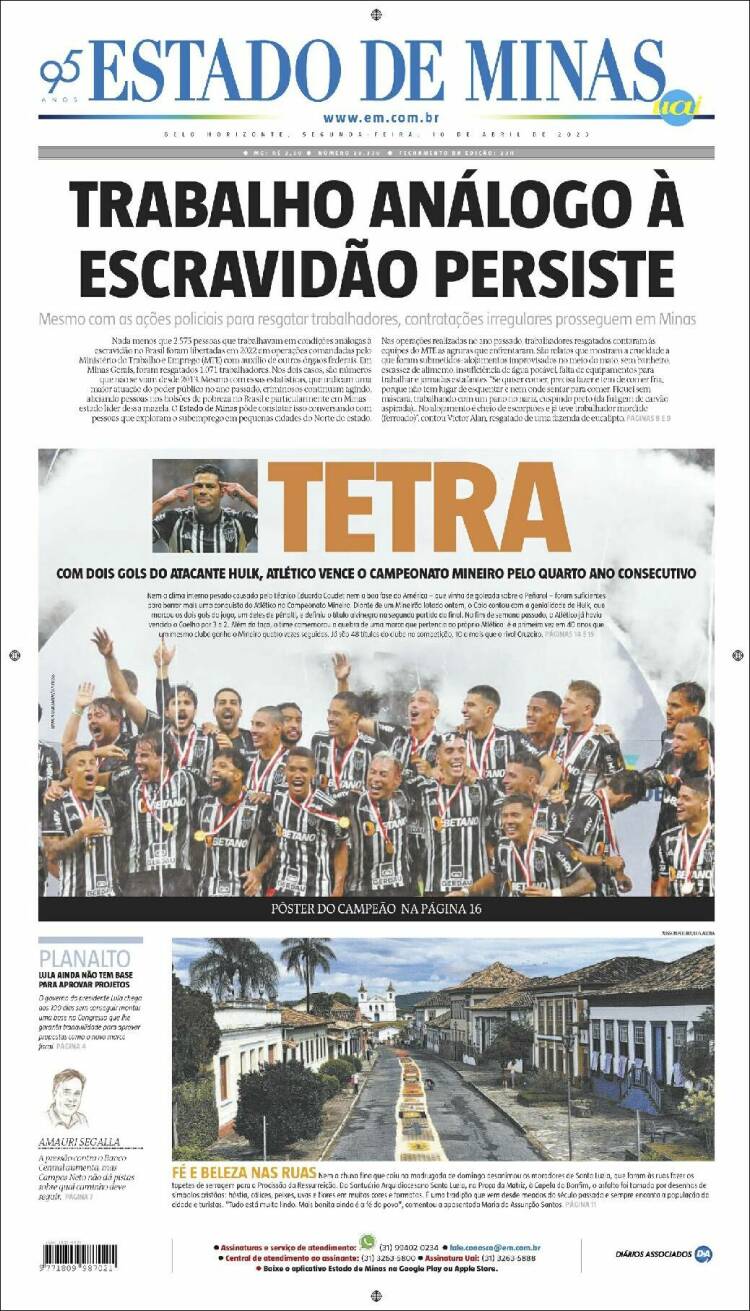 Portada de Jornal Estado de Minas (Brasil)