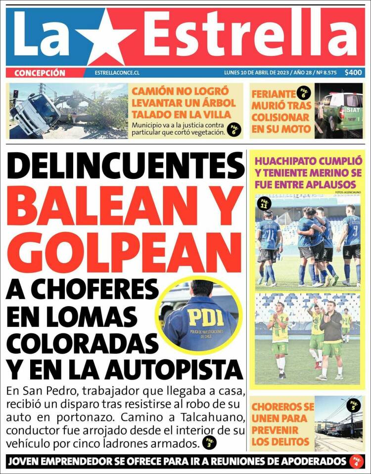Portada de La Estrella de Concepción (Chile)