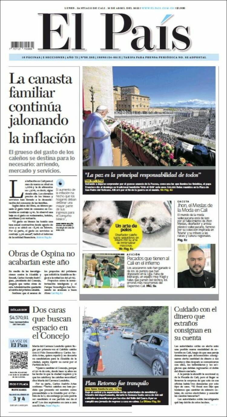 Portada de El País - Cali (Colombia)
