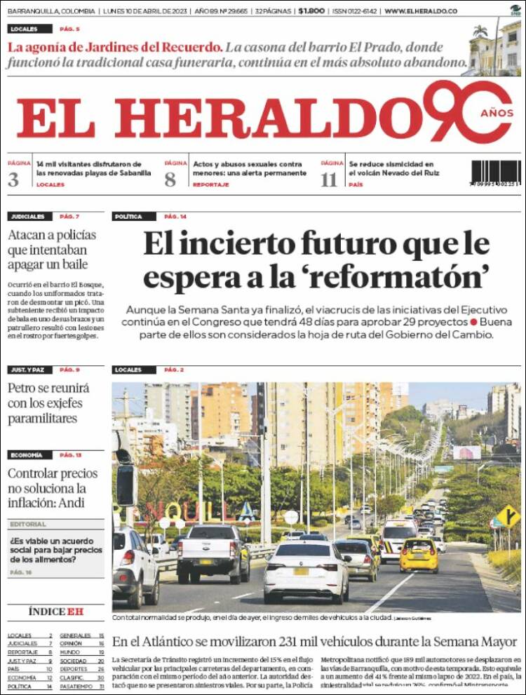Portada de El Heraldo (Colombia)