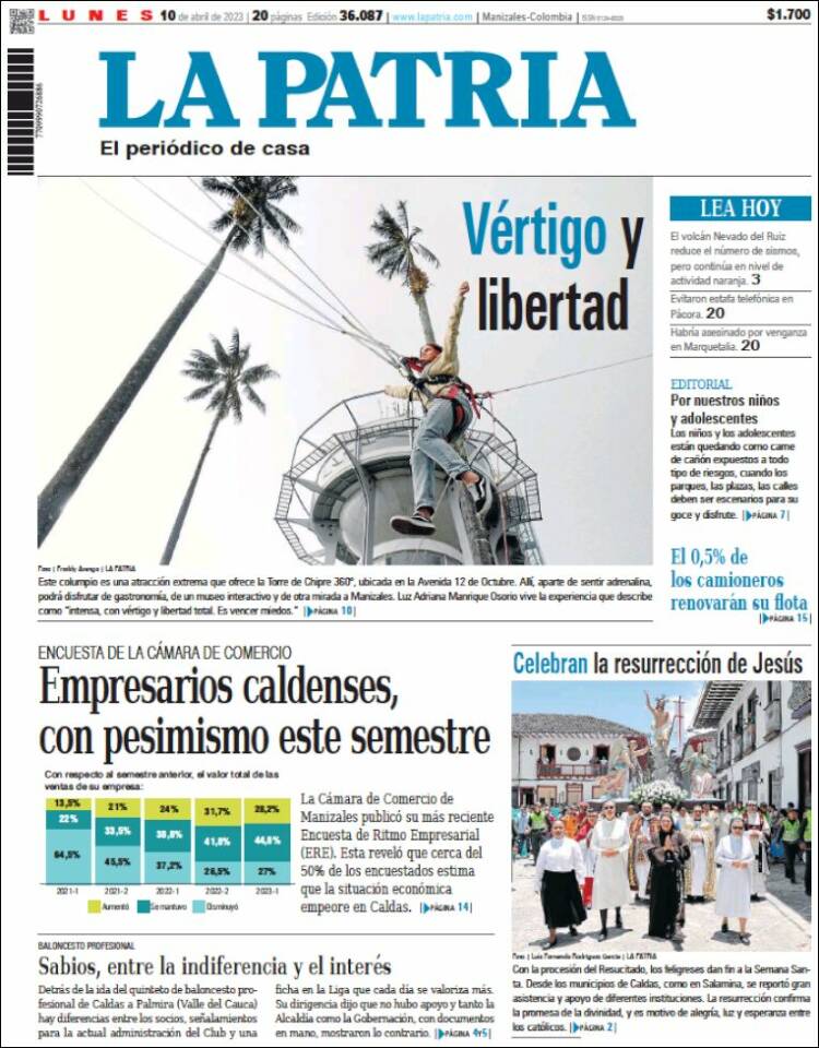 Portada de La Patria (Colombia)
