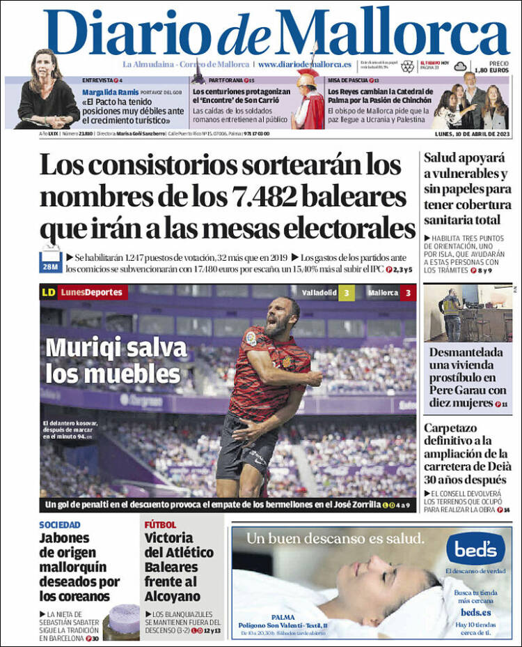 Portada de Diario de Mallorca (España)