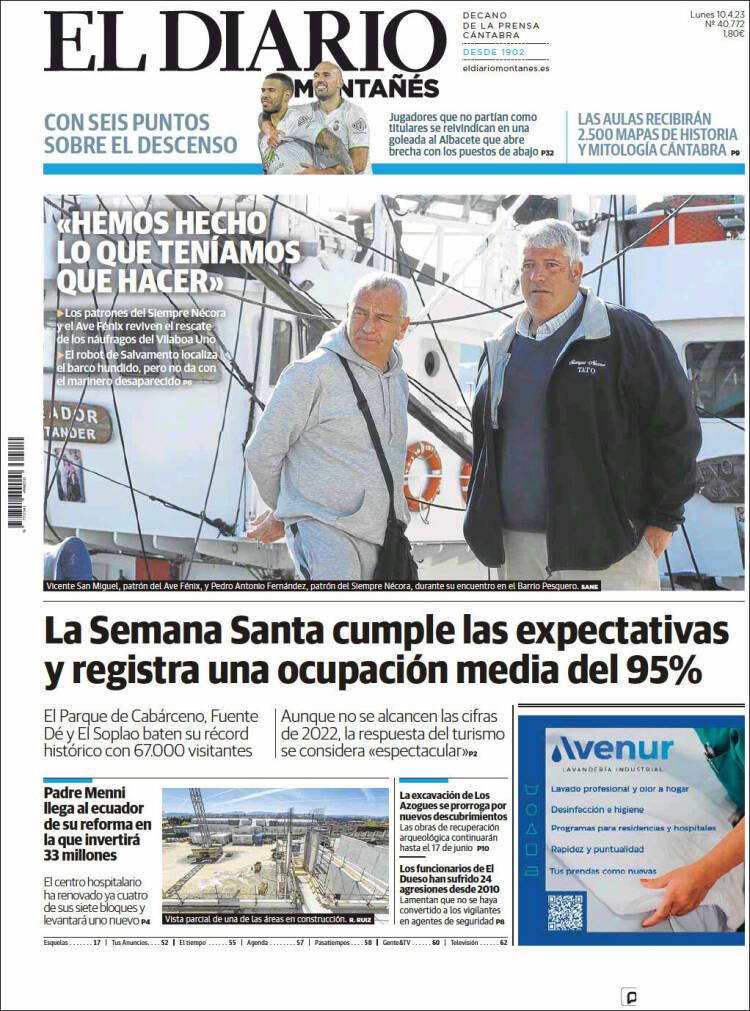 Portada de El Diario Montañés (España)