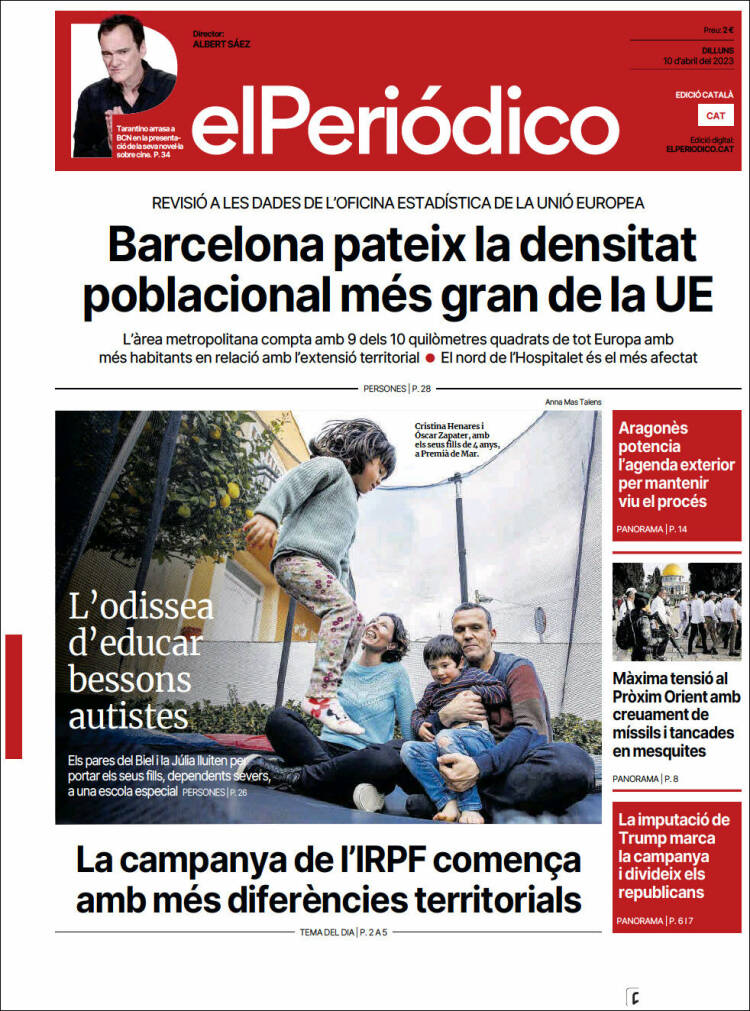 Portada de El Periódico de Catalunya (España)