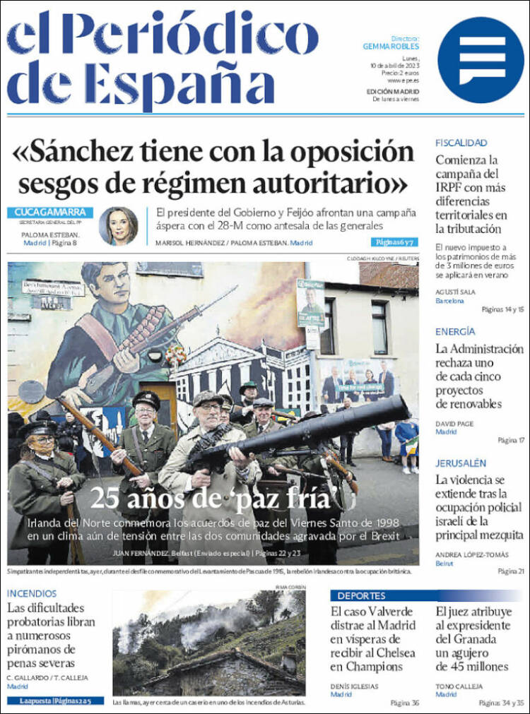 Portada de El Periódico de España (España)