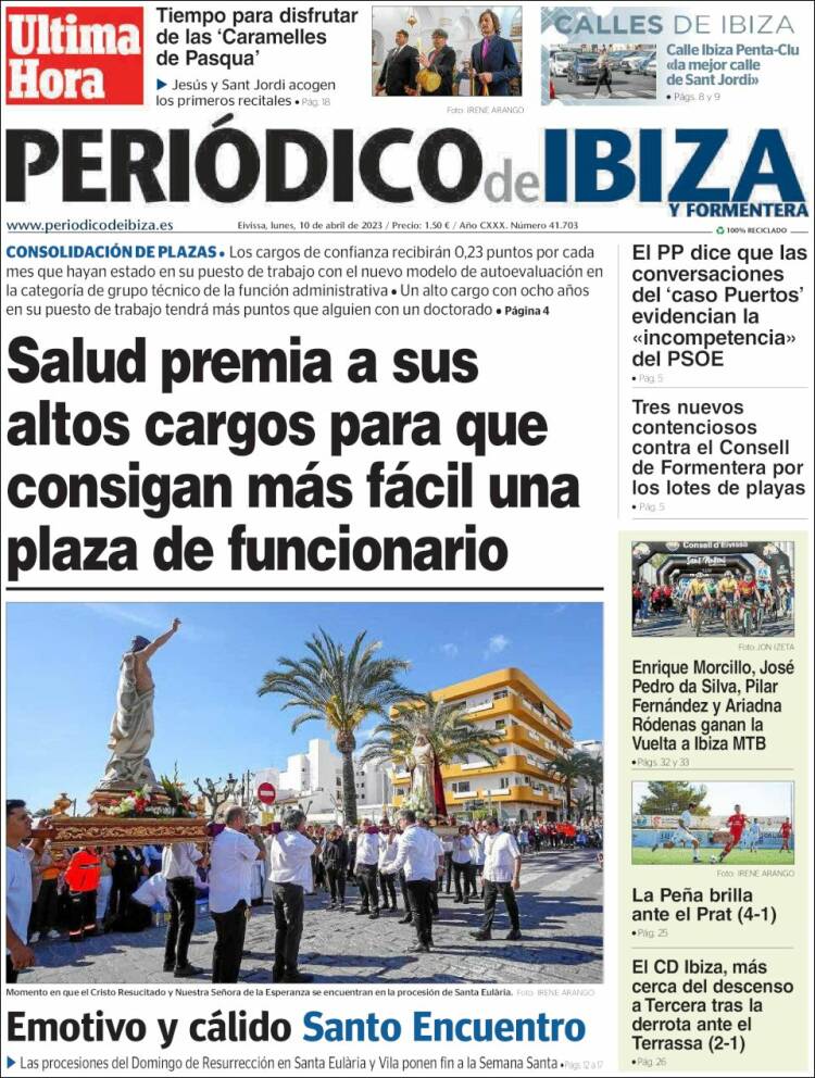 Portada de Periódico de Ibiza (España)