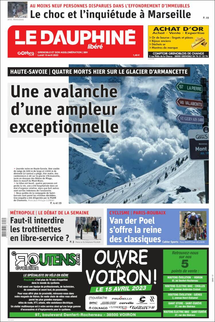 Portada de Le Dauphiné Libéré (France)