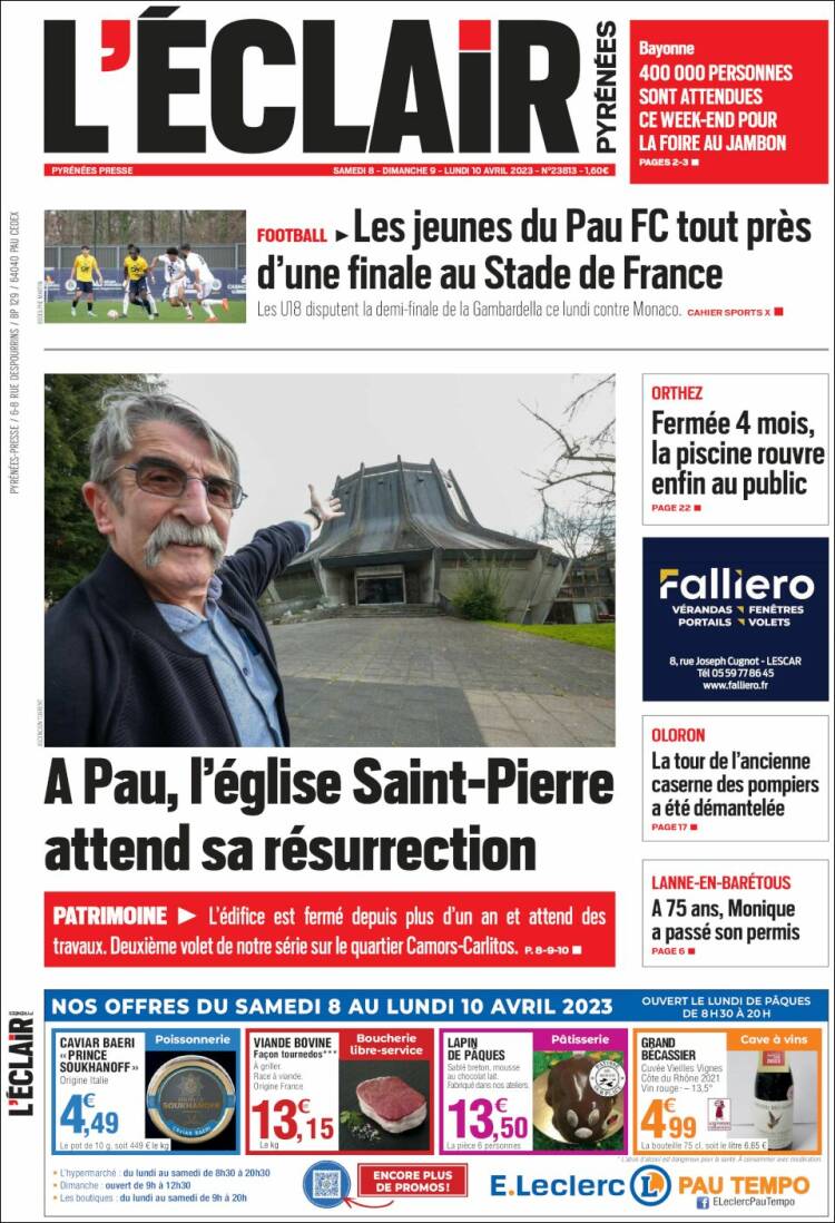 Portada de L'Eclair des Pyrénées (France)