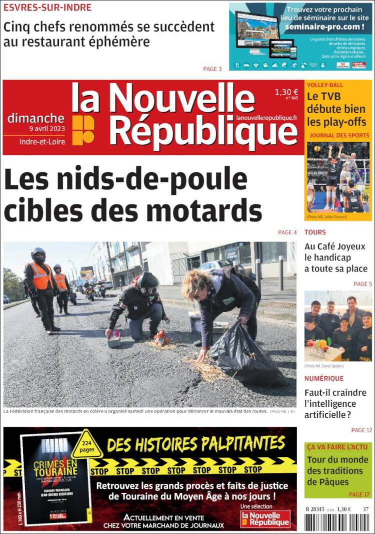 Portada de La Nouvelle Republique (France)