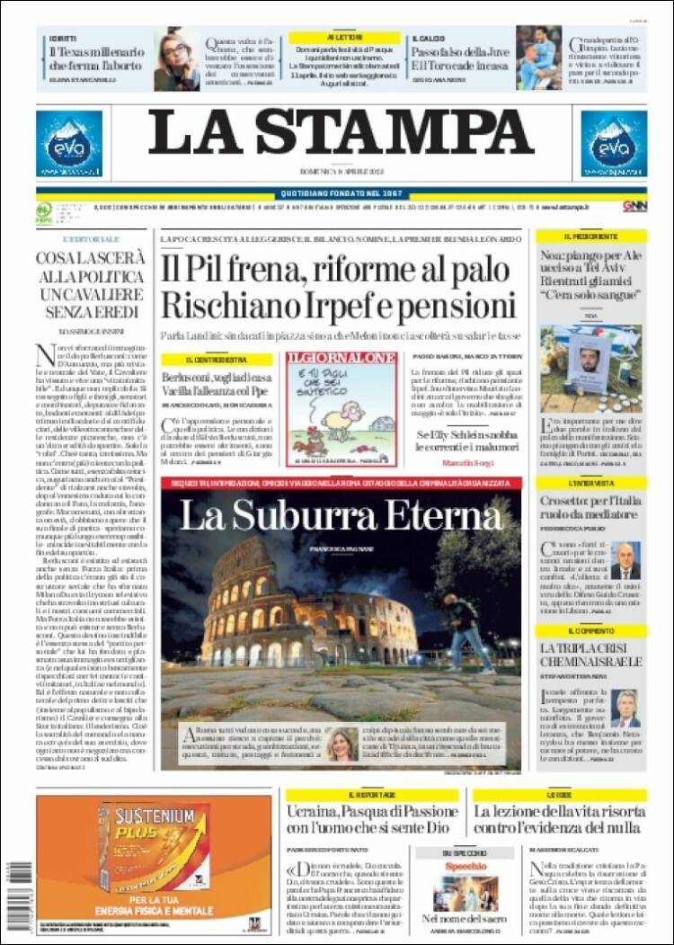 Portada de La Stampa (Italia)