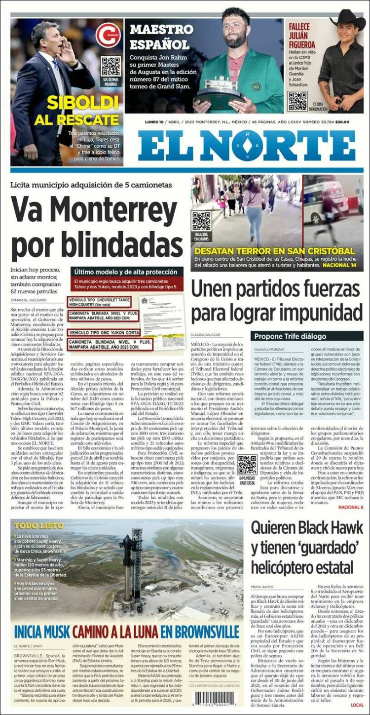 Portada de El Norte (México)