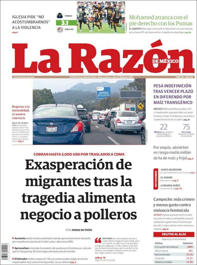 Portada de La Razón (México)