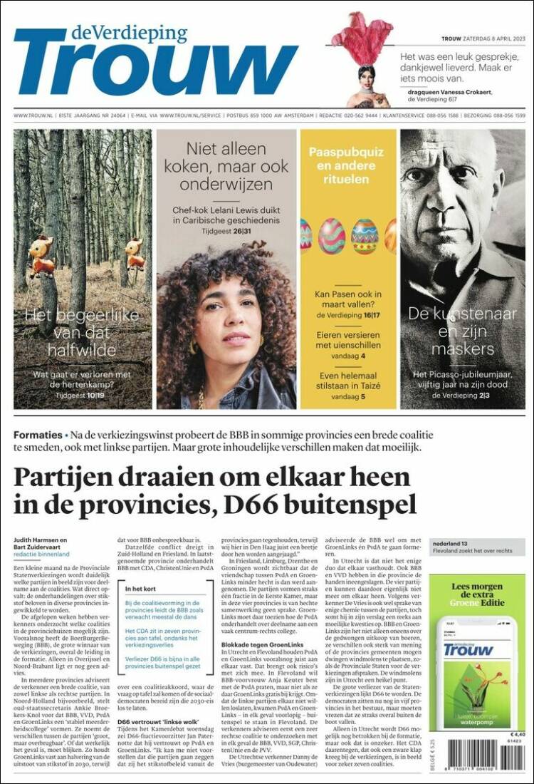 Portada de Trouw (Pa&iacute;ses Bajos)
