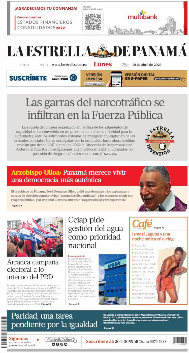 Portada de La Estrella de Panamá (Panam&aacute;)