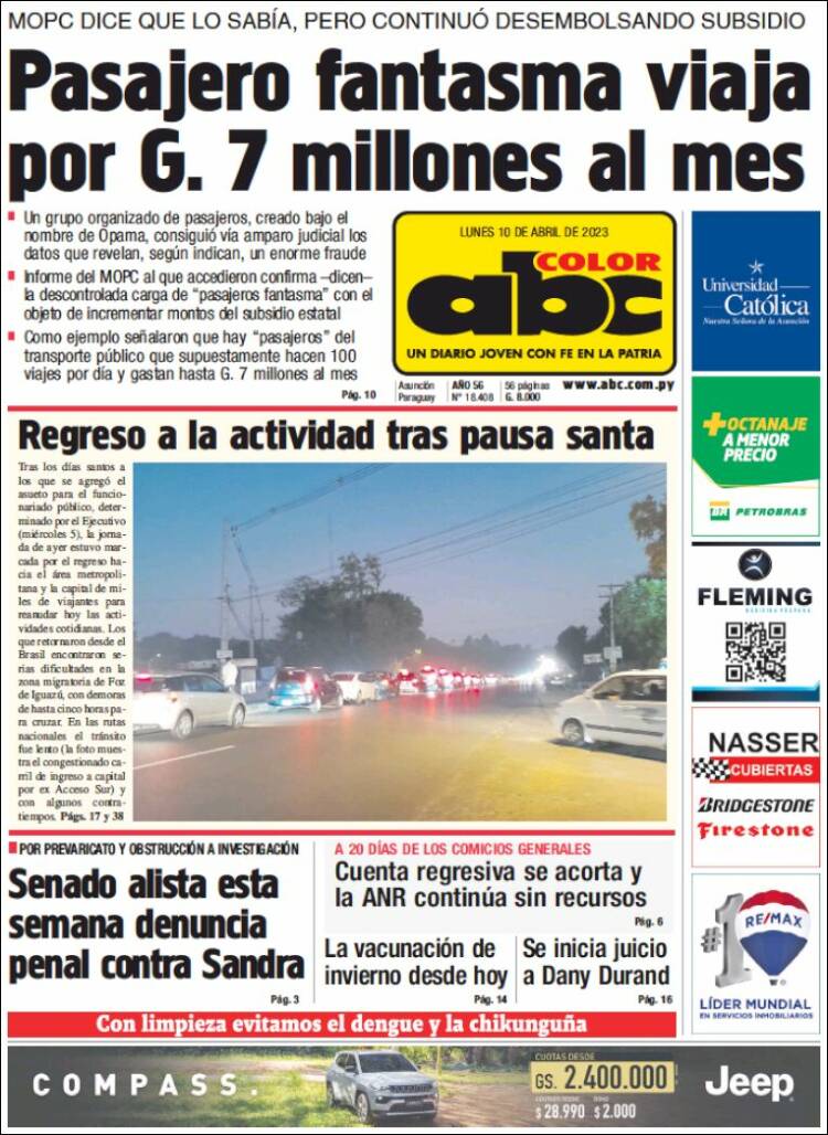 Portada de ABC Color (Paraguay)