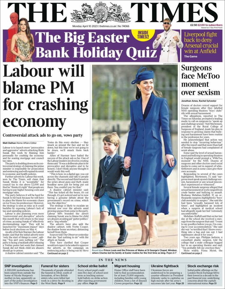 Portada de The Times (United Kingdom)