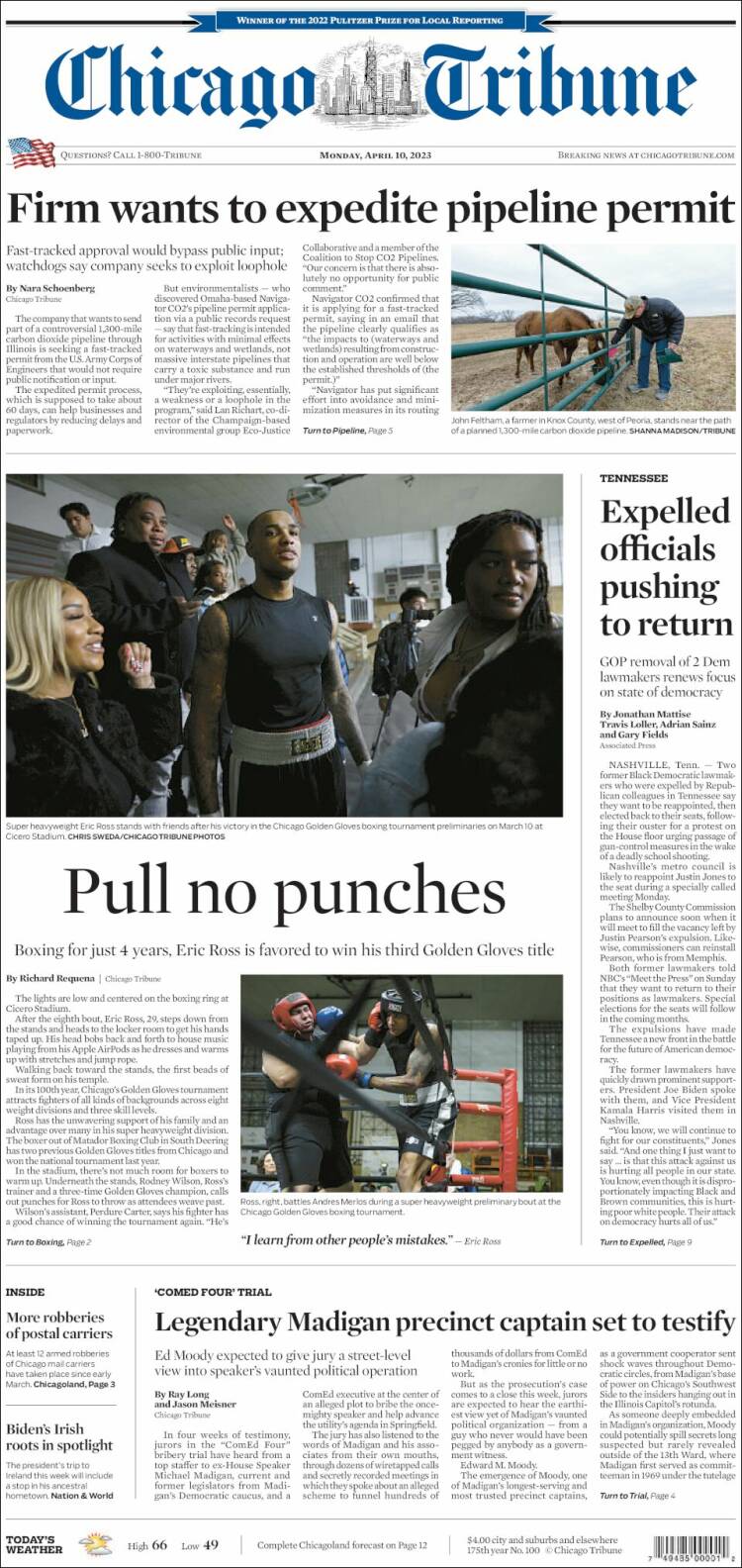 Portada de Chicago Tribune (USA)