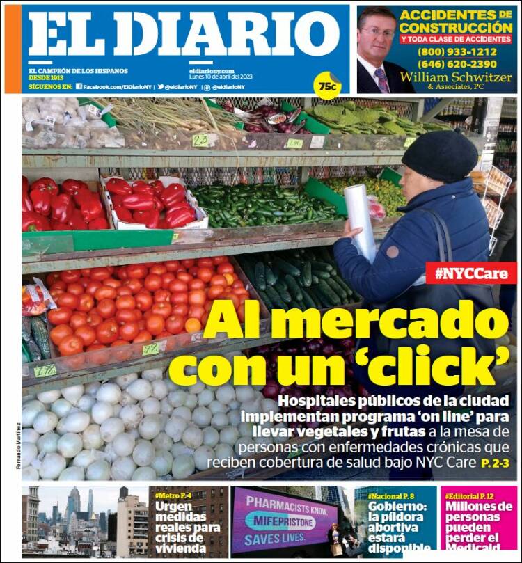 Portada de El Diario NY (USA)