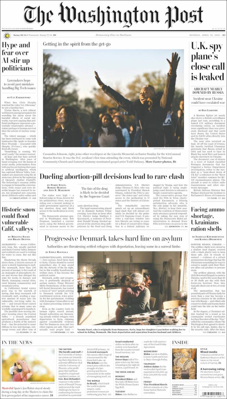 Portada de The Washington Post (USA)