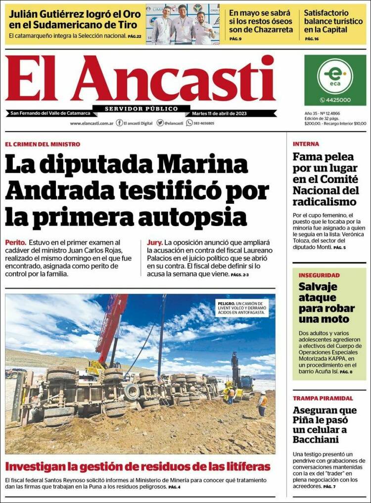 Portada de El Ancasti (Argentina)