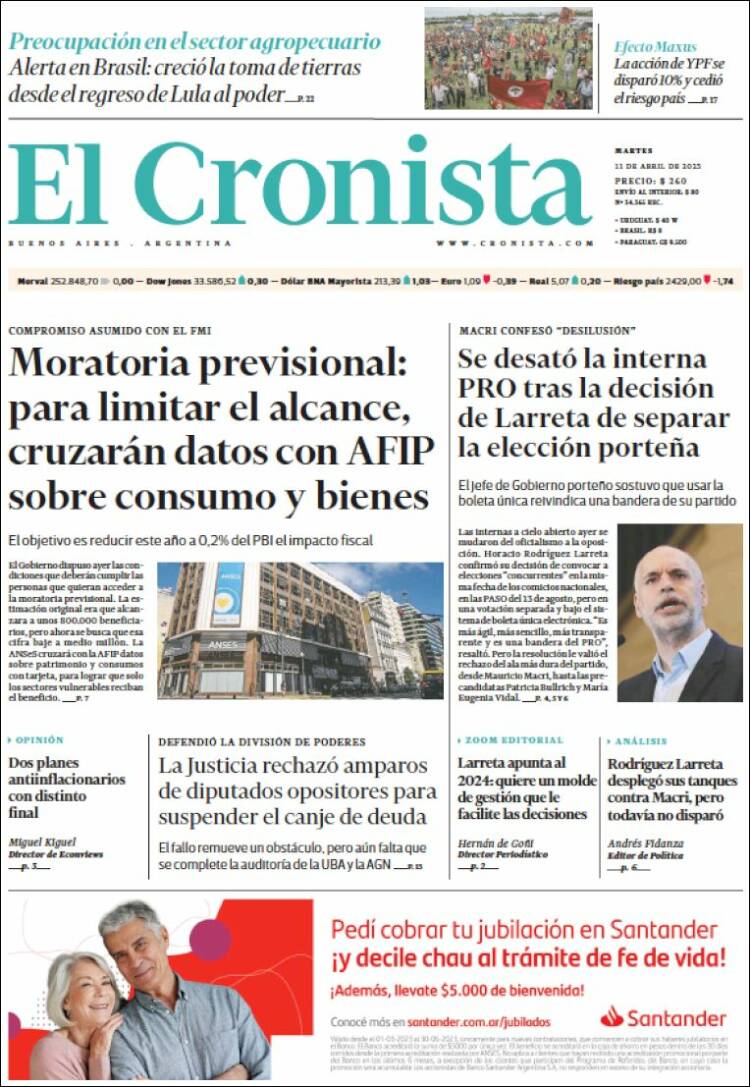 Portada de El Cronista Comercial (Argentina)