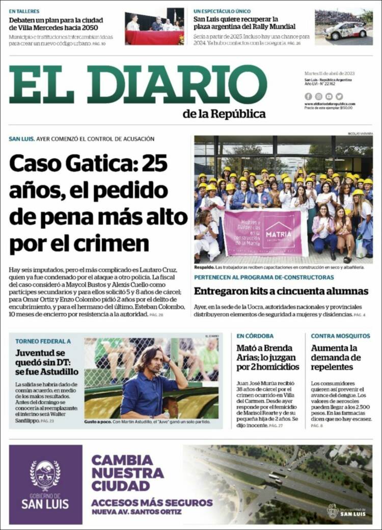 Portada de Diario de la República (Argentina)