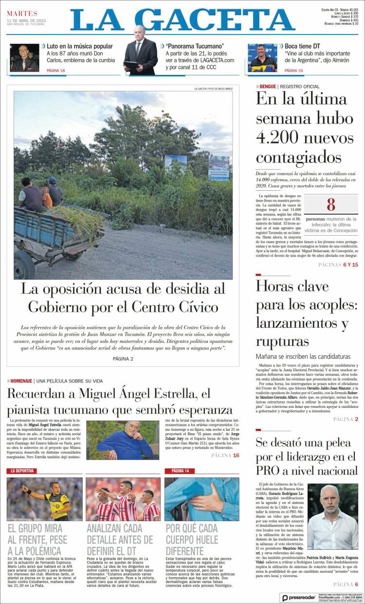 Portada de La Gaceta (Argentina)