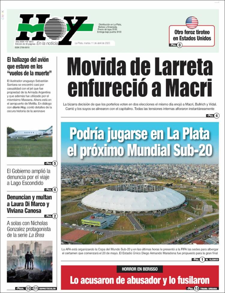 Portada de Diario Hoy (Argentina)